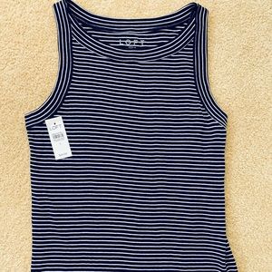 NWNT loft soft t navy white stripe halter tank